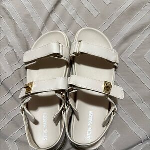 Steve Madden White Double Strap Sandals